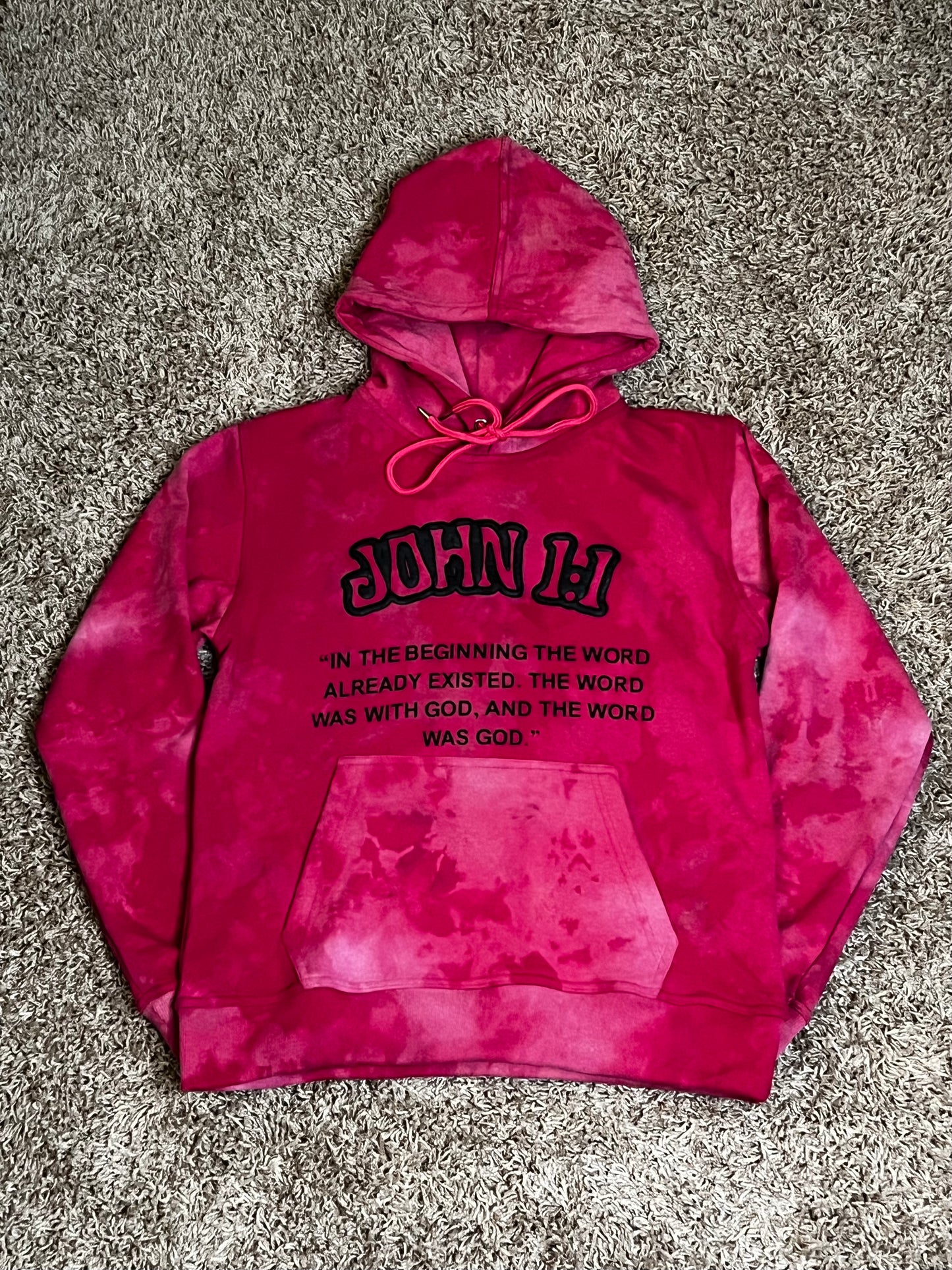 Pink Acid Wash ‘The Gospel Lives’ Pullover Hoodie *see description*